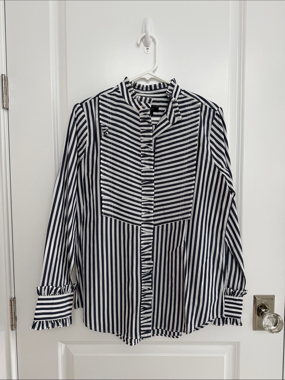 J. Crew Navy and White Striped Button-Down Shirt
